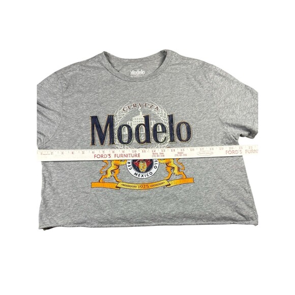 Women’s Modelo Beer Graphic Crop Top T-shirt Gray Short Sleeve Casual Medium - Picture 6 of 7